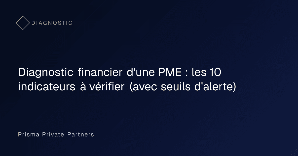 Tableau des 10 indicateurs d'un diagnostic financier de PME avec voyants vert, orange et rouge